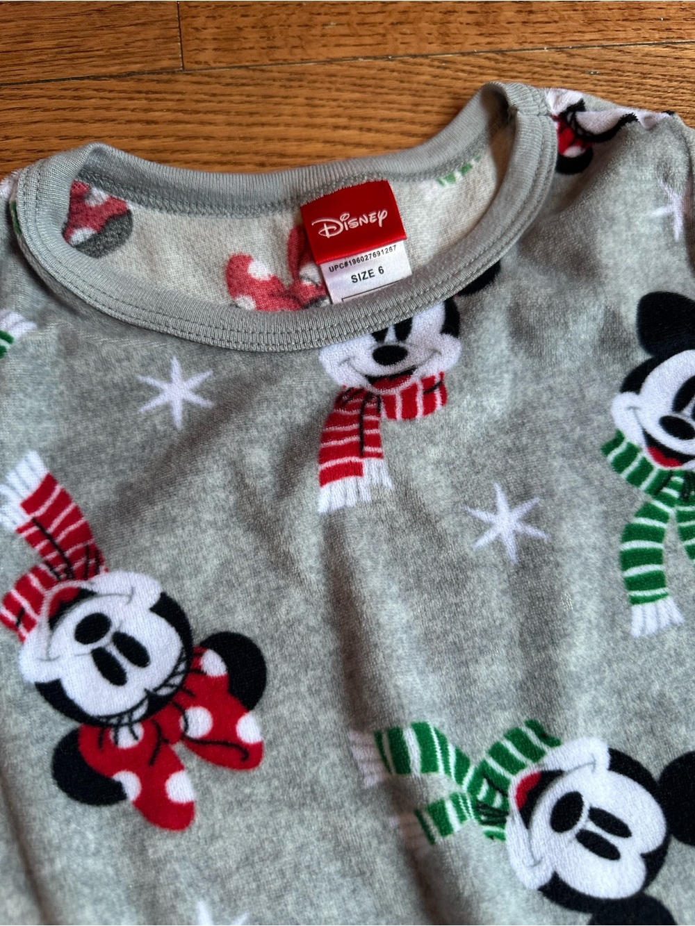 Disney Gray Mickey & Minnie Holiday Nightgown with Red and Green Accents - Picture 2 of 3